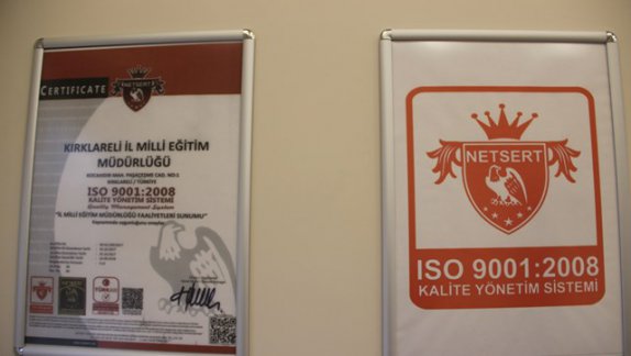 İl Milli Eğitim Müdürlüğümüz ISO 9001:2008 Kalite Yönetim Sistemi Sertifikası Aldı
