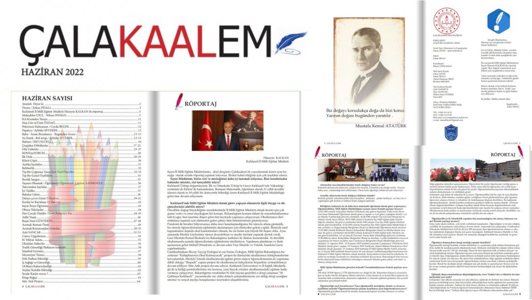 İl Milli Eğitim Müdürümüz Hüseyin KALKAN İle Kırklareli Atatürk Anadolu Lisesi Öğrencilerimizin Gerçekleştirdiği Röportaj 